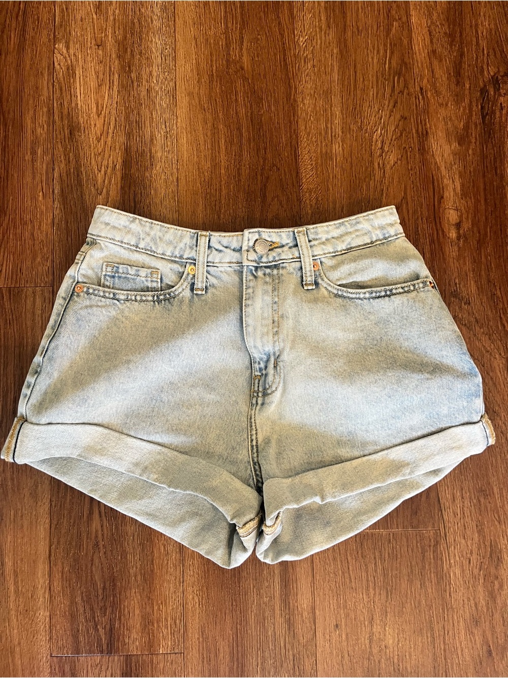 wild fable Light Wash High-Rise Rolled Cuff Denim Shorts